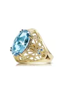 Аквамарин 14K жълто злато Пръстен Винтидж стил vrc074y